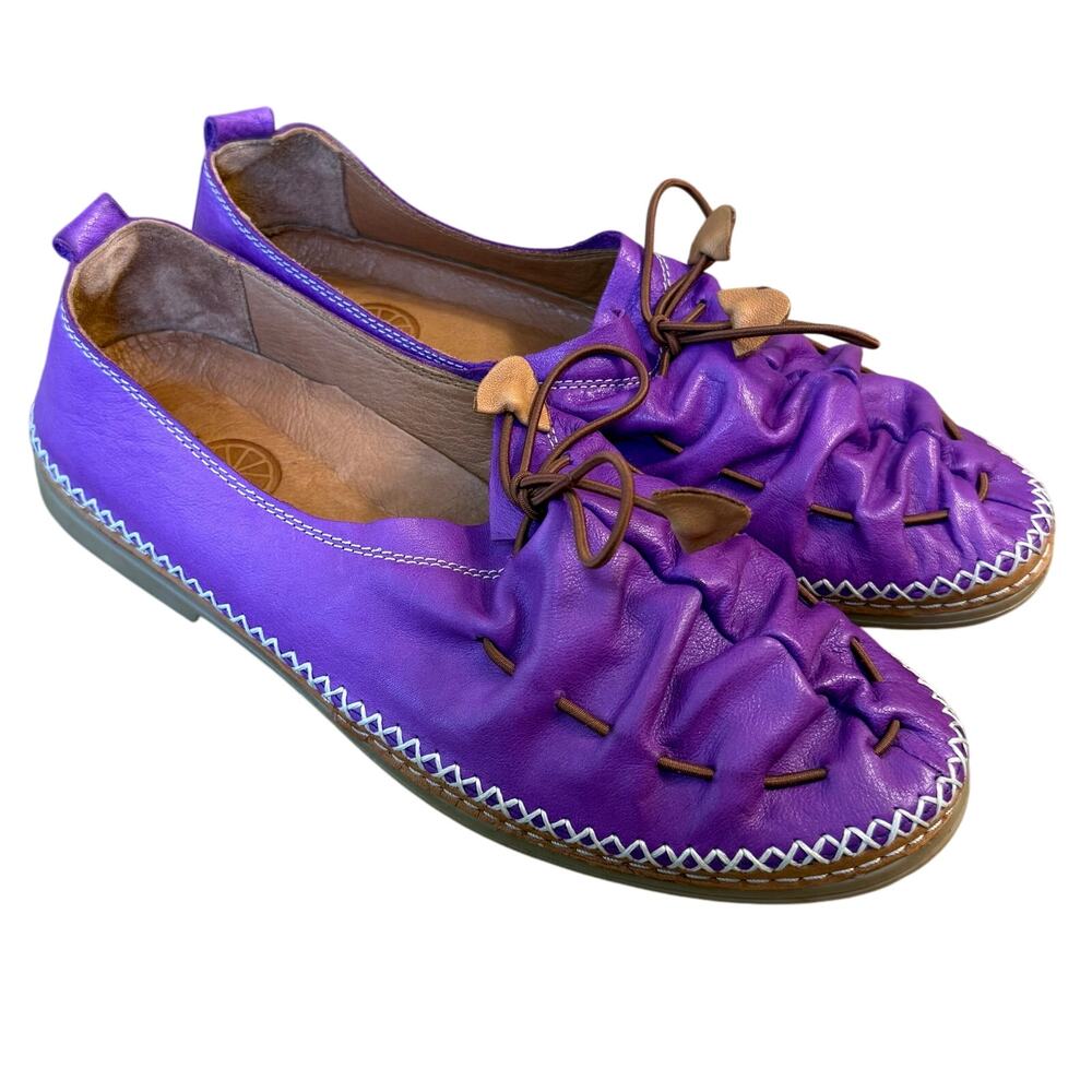 Lemon N Lime Moccasin GiGi Buttery Leather Flat Slip-Ons Purple Women’s Size 42